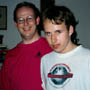 Brent and Dad in computer shirts